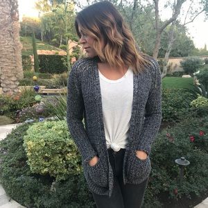 Navy & Gray Open Front Cardigan